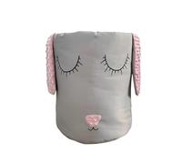 Cesta Giochi Bambini Orecchie Rosa - Tessuto Grigio Contenitore Giochi Bambini con Dolce Motivo - Cesta Porta Giochi Grande e Robusto - Cesto Portagiochi per Cameretta e Stanza del Neonato
