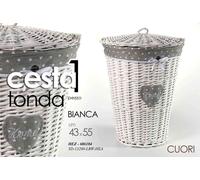 CESTA IN VIMINI TONDA PORTA BIANCHERIA HOME BIANCA CUORE H5543 CM HEZ-686184