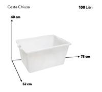 Cesta Pane Alimenti Polietilene 70L/100L Aperta Chiusa Impilabile Made in Italy