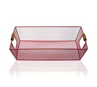 Cesta Pane Frutta Rossa Metallo - Cestino Multiuso Alimenti 35x25 H 8 cm Versa
