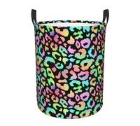 Cesta Panni Cool Trendy Rainbow Leopard Black Stabile Lavaggio Borsa Pieghevole Cesto Portaoggetti Per Bagno Camera Giocattoli 40X50Cm