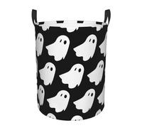 Cesta Porta Giocattoli Cute White Ghost Halloween Pattern Print Rotondo Lavaggio Borsa Stabile Ceste Per La Biancherias Per Abiti Sporchi Dorms Bucato 40X50Cm