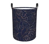 Cesta Porta Giocattoli Flower Navy Dark Blue Impermeabile Cesto Biancheria Sporca Multiuso Ceste Per La Biancherias Per Vestiti Bagno Bucato 40X50Cm
