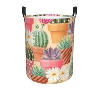 Cesta Porta Giocattoli Succulent And Cactus Stabile Lavaggio Borsa Pieghevole Cestello Portaoggetti Per Abiti Sporchi Dorms Camera 40X50Cm