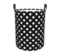 Cesta Porta Giocattoli Vintage White Polka Dot Black Stabile Ceste Portabiancheria Pieghevole Ceste Per La Biancherias Per Bedroom Dorms Bagno 40X50Cm