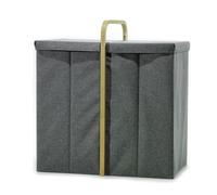 Cesta Portabiancheria Ordinet Pieghevole 2 Scomparti in tessuto con manico | Cesto Lavanderia Salvaspazio con Coperchio L50xP36xH65cm, GRIGIA