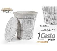 CESTA PORTABIANCHERIA VIMINI OVALE TESSUTO BIANCA CUCINA BAGNO CAMERA HOME 55 CM
