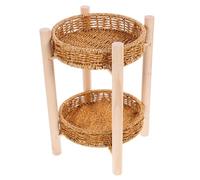 Cesta Portaoggetti a Doppio Strato Piccola, Marrone, PP Legno Ferro | Frutta e Oggetti Vari, Leggera e Multifunzionale, per Scrivania, Tavolo, Camera e Scuola