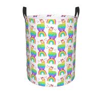 Cesta Portaoggetti Rainbow Llama Rotondo Lavaggio Borsa Pieghevole Cesto Portaoggetti Per Vestiti Camera Bedroom 40X50Cm