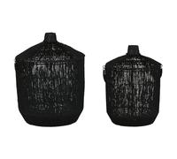 CESTA SET 2 YUTE METAL 40X40X52 CON TAPA NEGRO