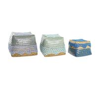 CESTA SET 3 BAMBU ALGODON 22X27X27 AZUL