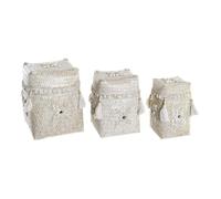 CESTA SET 3 BAMBU CONCHAS 28X28X27 DECAPE BLANCO