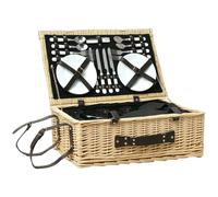 Cesta Valigetta da Pic Nic per 4 Persone 24 Pezzi in Vimini color Legno