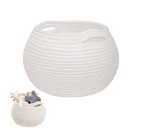 Ceste Portaoggetti Per Bagno, Cesto Portaoggetti Intrecciato, Piccolo Cesto Portaoggetti Per Camera, Bagno e Mensole,Corda Di Cotone Per Bambini Bambina,Impilabile Organizer Fasciatoio(Bianco)