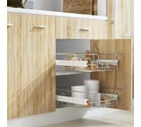vidaXL 2X Cestelli a Rete Metallo Scorrevoli Cucina 500 mm Supporto Stoviglie