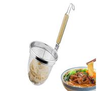 Cestelli divisori per pasta | 35x14x14 cm Separatore pasta in acciaio inox con manico schiumarola | Cestino cuocipasta per tagliatelle e gnocchi | Colino a rete in acciaio inox con manico in legno