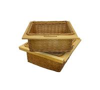 Cestelli Estraibili in Vimini per Cucina Cassetti Organizzazione Credenza Cesto in Vimini con Telaio e Binari in Legno di Faggio per Dispensa da 60cm Organizza Unità 60 cm con Viti GRATIS - 2 Cesti
