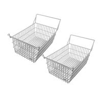 Cestelli Portaoggetti in Filo Metallico da per l'organizzazione del Congelatore e della Dispensa - Organizer per Alimenti Surgelati da 2 Pezzi con Maniglie Laterali