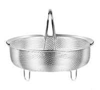 Cestello a vapore in acciaio inox 304 con design a fori densi per cuoci riso, impilabile con manico rimovibile, utensile da cucina versatile per cucinare a vapore sano (medio)