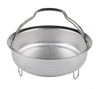 Cestello a vapore in acciaio inox 304 con design a fori densi per cuoci riso, impilabile con manico rimovibile, utensile da cucina versatile per cucinare a vapore sano (large)
