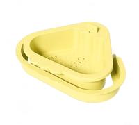 Cestello angolare per lavello con attacco sicuro e scarico automatico, include un ripiano per spugna per una gestione organizzata dei rifiuti del lavello della cucina (giallo)