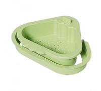 Cestello angolare per lavello con fissaggio sicuro e meccanismo di scarico automatico per la rimozione dei rifiuti, include un contenitore per spugna per una zona del lavello organizzata (verde)