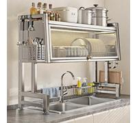 Cestello Asciugapiatti sopra Il Lavello Scolapiatti di Grandi Dimensioni Scolapiatti da Appoggio sopra Lavello con Sportelli A Prova di Polvere(95cm/37in)