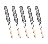 Cestello Barbecue Set 5 Pezzi Rete in Metallo con Manico in Legno per Cucinare A