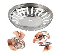 Cestello di ricambio per lavello, 1 pz, cestello Ø 83 mm, in acciaio inox, colore Argento, cestello con foro Ø 6 mm, inserto per 20 fessure, ricambio per lavelli da cucina, scarico lavello da cucina