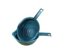 Cestello di scarico a doppio strato da 2 pezzi con maniglia Per Cucina | Lavabo for verdure da cucina Pulizia del riso Conservazione di frutta e verdura(Dark Blue)