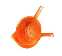 Cestello di scarico a doppio strato da 2 pezzi con maniglia Per Cucina | Lavabo for verdure da cucina Pulizia del riso Conservazione di frutta e verdura(Orange)