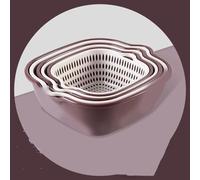 Cestello di scarico a doppio strato, set da 6 pezzi, scatola di scarico per frutta e verdura, contenitore sovrapposto per risparmiare spazio, cestino per il lavaggio della cucina con ugello di