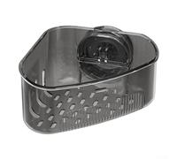 Cestello di scarico angolare con ventosa per lavello, ventilazione cava, regolabile, in plastica compatta, per cucina, bagno, doccia, adatto per 15,5 x 7 x 6 cm, trasparente, nero bianco (nero