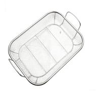 Cestello di scarico per barbecue in acciaio inossidabile con doppie maniglie e design sospeso per un efficiente drenaggio dell'umidità e dell'olio, adatto per varie attività in cucina e preparazione