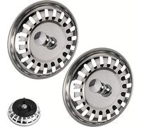 Cestello di scarico per lavello, 2 set, Ø 80 mm, compatibile con i sifoni IKEA ATLANT e DOMSJÖ, cestello di scarico con guarnizione in gomma migliorata