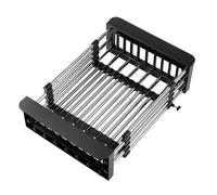 Cestello di Scarico per Lavello da Cucina Estensibile - Scolapiatti Regolabile, Scolapiatti Retrattile per Lavello da Cucina, Scolapiatti Telescopico in Acciaio Inox(Black,11.4x8.6in)