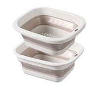 Cestello di scarico per scolapasta pieghevole - 9,84x8,66x3,94 in Lavabo per frutta e verdura a doppio strato | Scolapiatti portatile per alimenti | Set colino pieghevole per verdure, cestello di scar