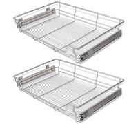 Cestello Estraibile/Tidyard Cestelli a Rete Scorrevoli 2 Pz in Acciaio 800 mm 25 Kg | Argento