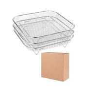 Cestello For Essiccatore Alimentare Gill Impilabile In Acciaio Inox A 3 Strati For Friggitrice Ad Aria, Accessorio For Friggitrice Ad Aria(Square)