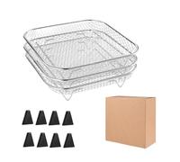 Cestello For Essiccatore Alimentare Gill Impilabile In Acciaio Inox A 3 Strati For Friggitrice Ad Aria, Accessorio For Friggitrice Ad Aria(Square-8foot)