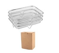Cestello For Essiccatore Alimentare Gill Impilabile In Acciaio Inox A 3 Strati For Friggitrice Ad Aria, Accessorio For Friggitrice Ad Aria(Rectangular)