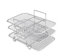 Cestello for essiccatore impilabile a 3 strati, vassoio rettangolare in acciaio inox for friggitrice ad aria, accessori for barbecue e grill(Rectangle)