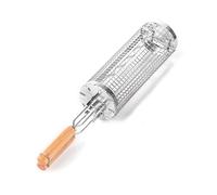 Cestello for grigliare con ruote, cestelli for griglia portatili in acciaio inossidabile, compatibili pesce, gamberi, carne, verdure, patatine fritte, accessorio for barbecue(50.5x9.8 cm)