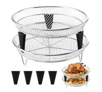 Cestello friggitrice ad aria | Con griglia a piedi in silicone - Set di 2 griglie per disidratazione, per grigliare, arrostire, disidratare, preparare pasti, casa, cucina, bar, appartamento