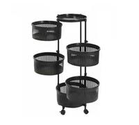 Cestello Girevole For Stoccaggio A 2/3/4/5 Livelli, Scaffale Girevole For Frutta E Verdura, Scaffale Da Bagno Vuoto Con Ruote, Forte Capacità Di Carico(Black,5 tiers)