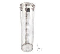 Cestello griglia in acciaio inox, cestello cilindrico per barbecue adatto a verdure, pesce e carne, design rotante con gancio per grill a carbone e a gas, 11,8 pollici