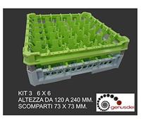 CESTELLO IMPILABILE PER LAVAGGIO 36 BICCHIERI ADATTABILE CM.49X49 MM.120X240H