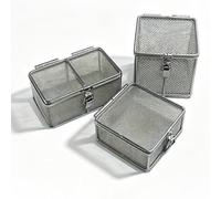 Cestello in acciaio inox 304 con coperchio, maglia fine 0,5 mm, vassoio | Per risciacquare e asciugare utensili, ferramenta, gioielli, parti hobby, laboratorio, salone(40x30x7cm/15.7x11.8x2.8in)