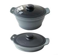 Cestello in silicone progettato per microonde e forno a vapore, supporta riso, verdure e carne insieme, colore: grigio