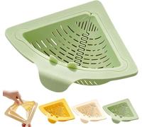 Cestello magnetico di drenaggio e filtro, scolapiatti e portaoggetti tutto in uno ad angolo con fondo a torsione, filtro automatico triangolare per lavare frutta e verdura (verde)